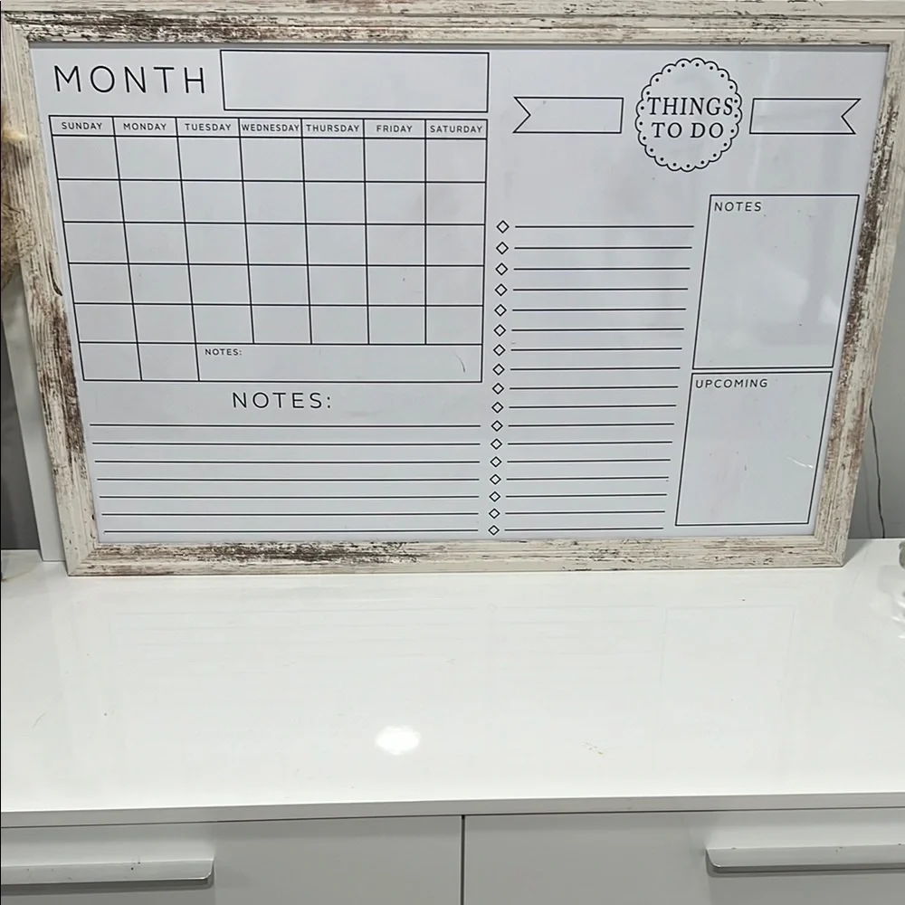 Rustic Whiteboard Monthly Planner
